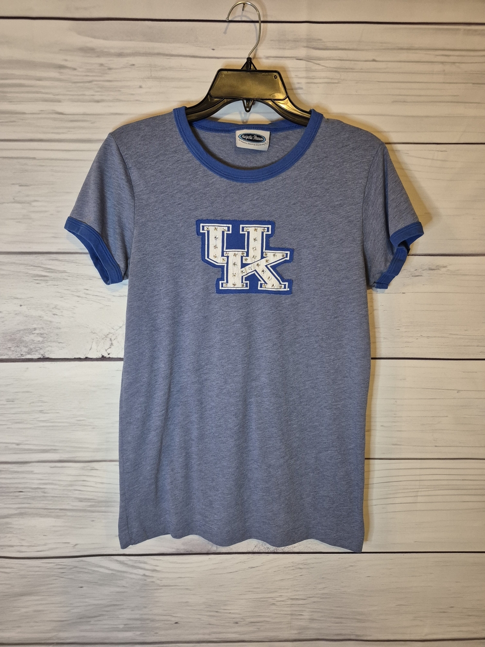 Kids Light Blue Sequin Ringer Tee with UK Logo - University Style